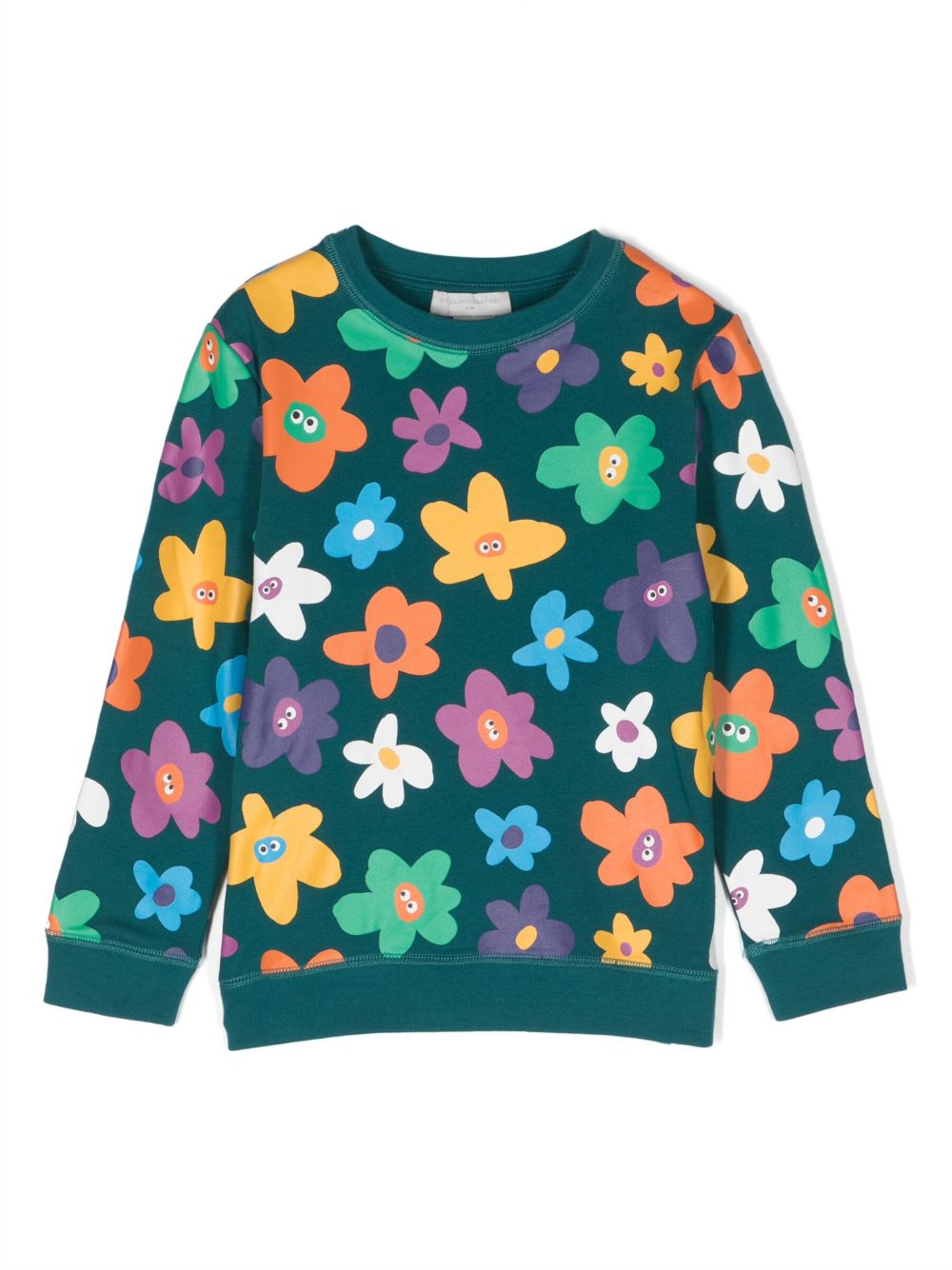 Stella McCartney Kids Smiley 花卉印花棉卫衣 - 绿色