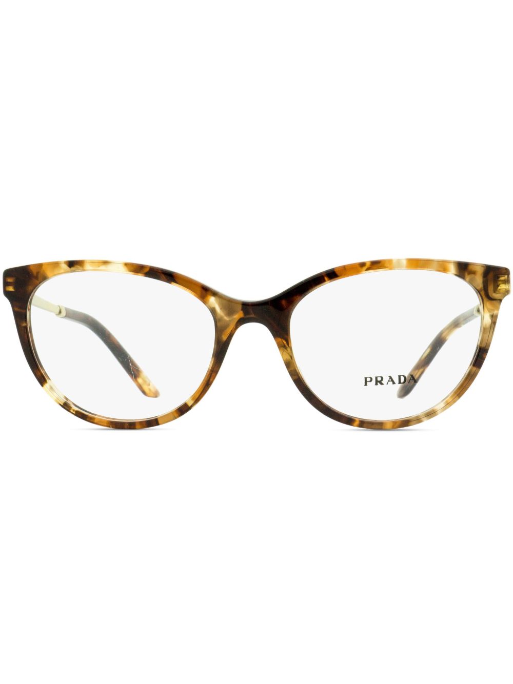 Prada Eyewear 17W 猫眼框眼镜 - 褐色