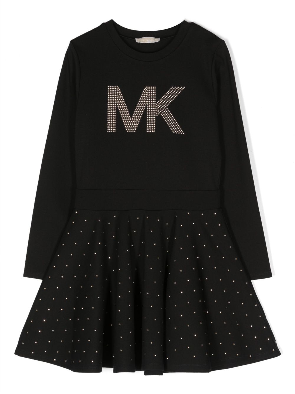 Michael Kors Kids logo印花铆钉缀饰连衣裙 - 黑色