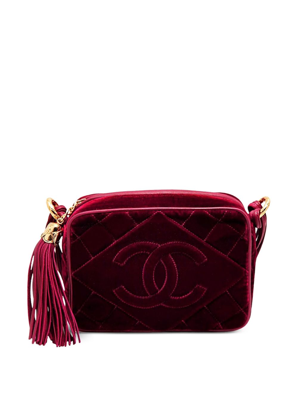 CHANEL Pre-Owned CC 丝绒化妆包（1991年典藏款） - 红色