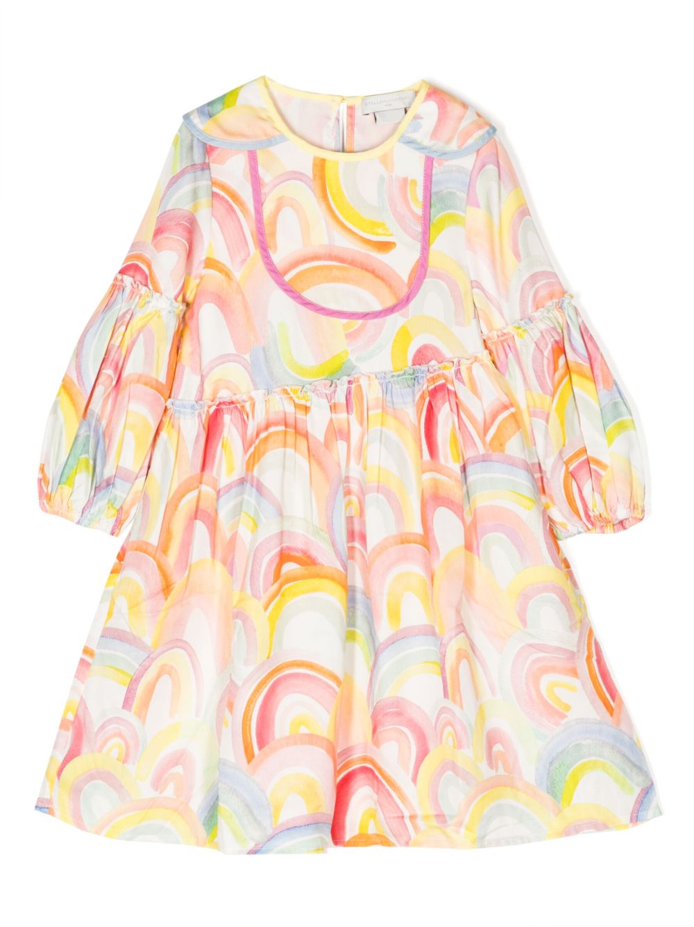 Stella McCartney Kids Rainbow 长袖棉连衣裙 - 粉色