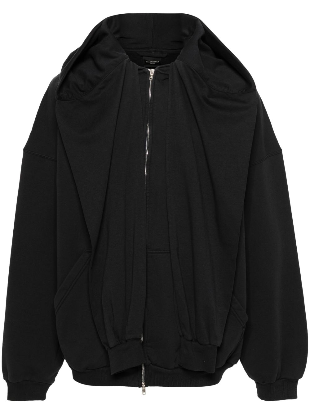 Balenciaga 层次感拉链连帽衫 - 蓝色