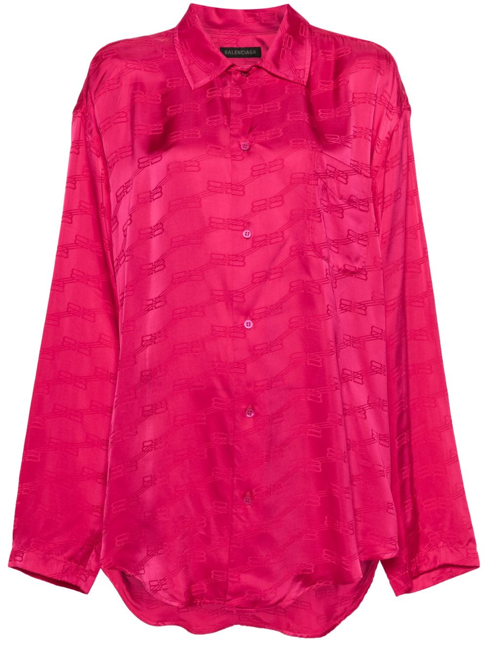 Balenciaga 提花logo缎面衬衫 - 粉色
