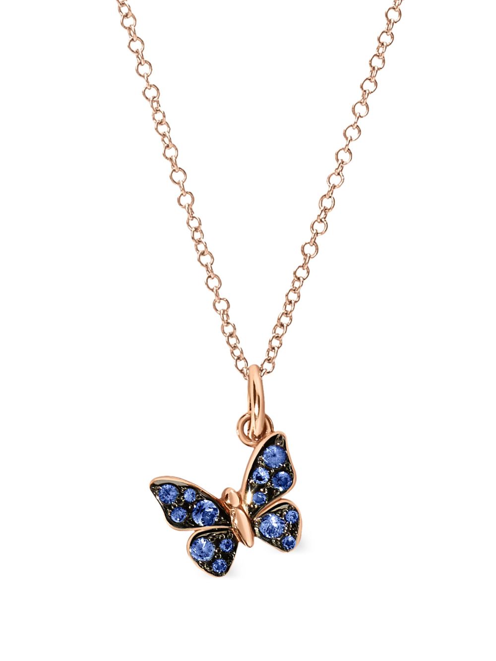 Dodo 9kt rose gold Butterfly sapphire charm - 粉色