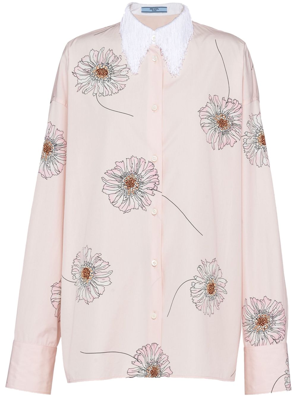 Prada Gerbera 印花棉衬衫 - 粉色