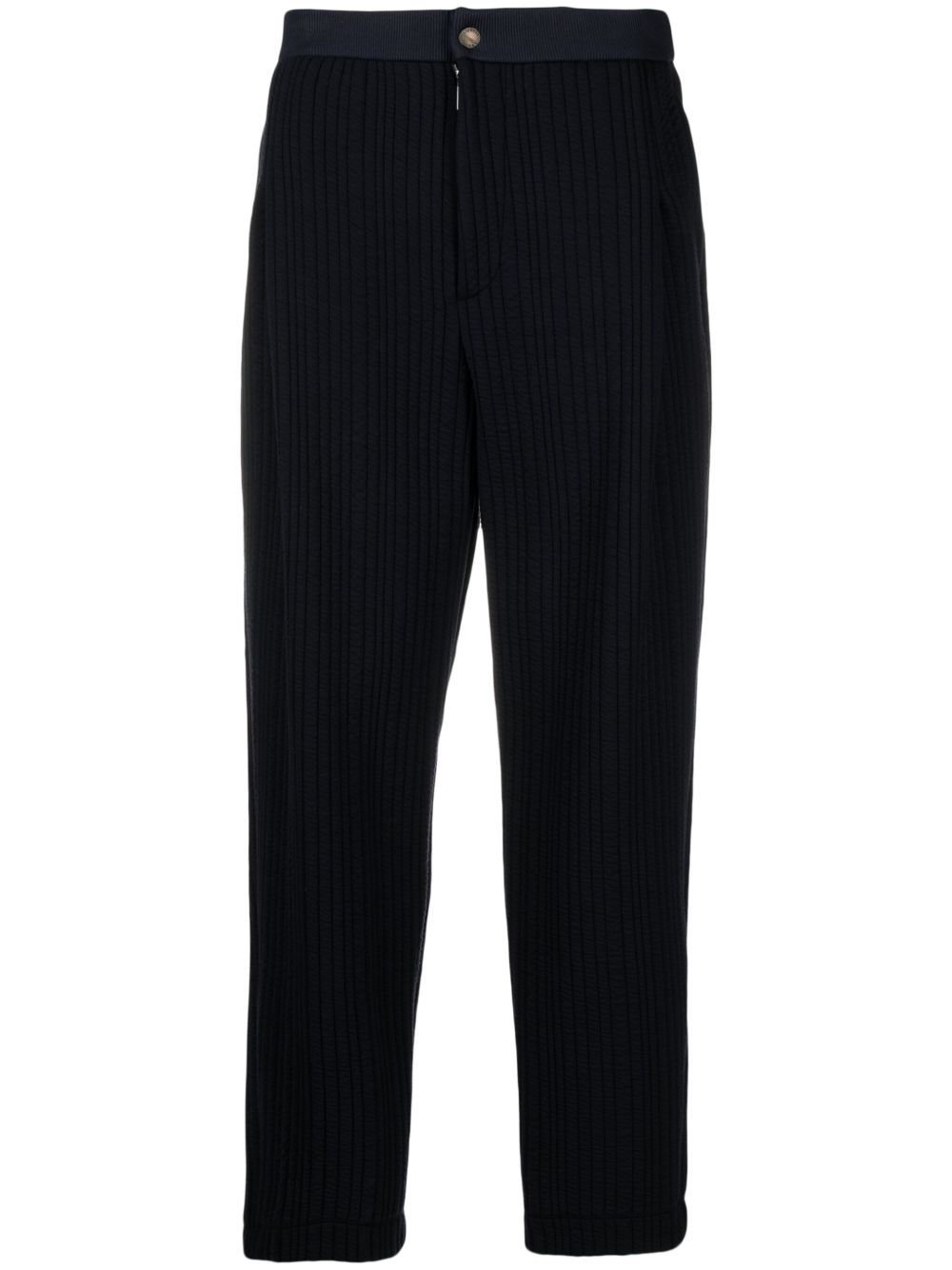 Giorgio Armani 褶饰绗缝锥形裤 - 蓝色