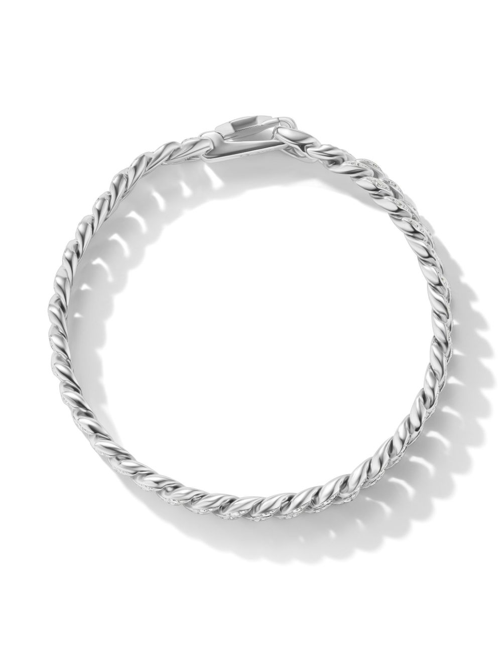 David Yurman 银质钻石粗链手链 - 银色