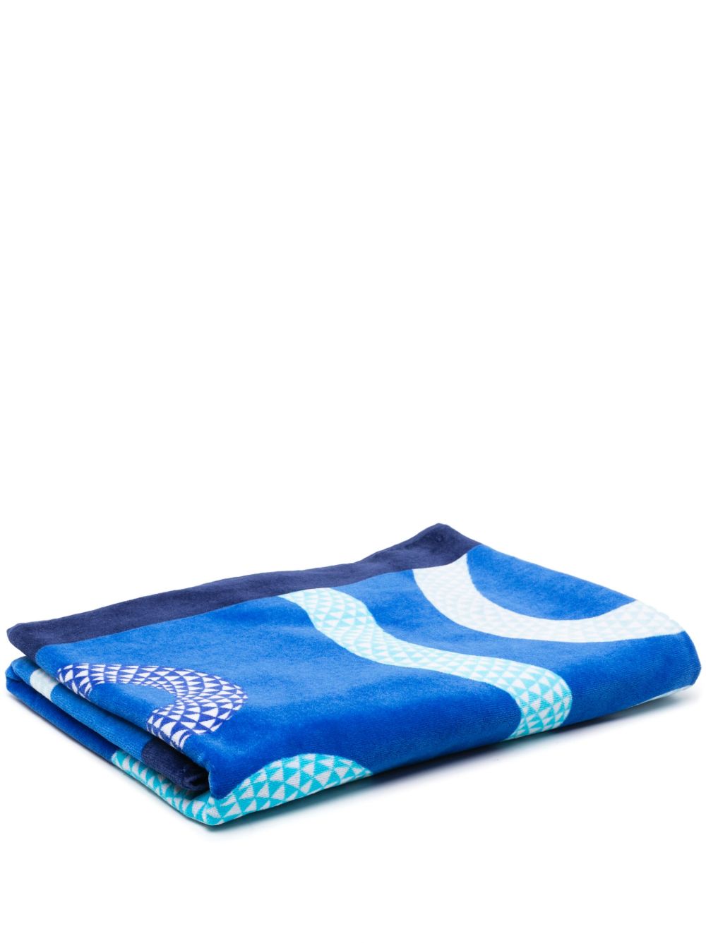 Jonathan Adler Eden 蛇图案印花沙滩毛巾 - 蓝色
