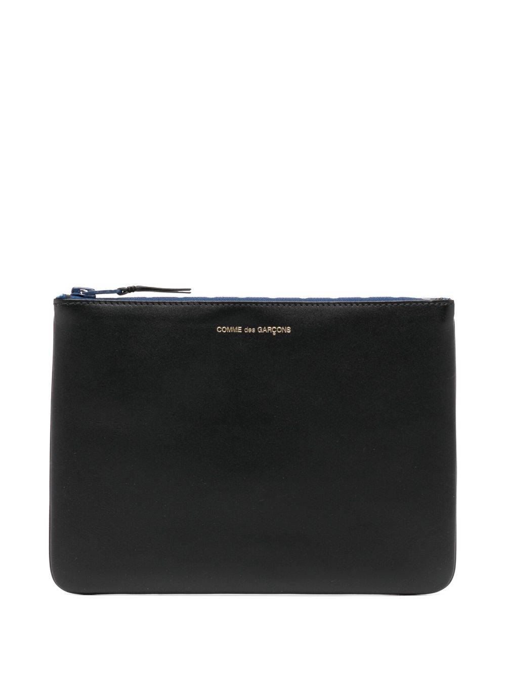 Comme Des Garçons Wallet logo凹面压花皮质钱包 - 黑色
