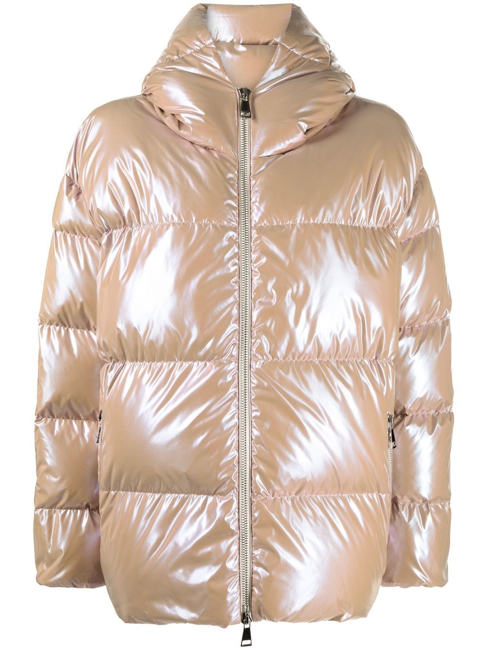Moncler 亮面标贴夹克 - 粉色