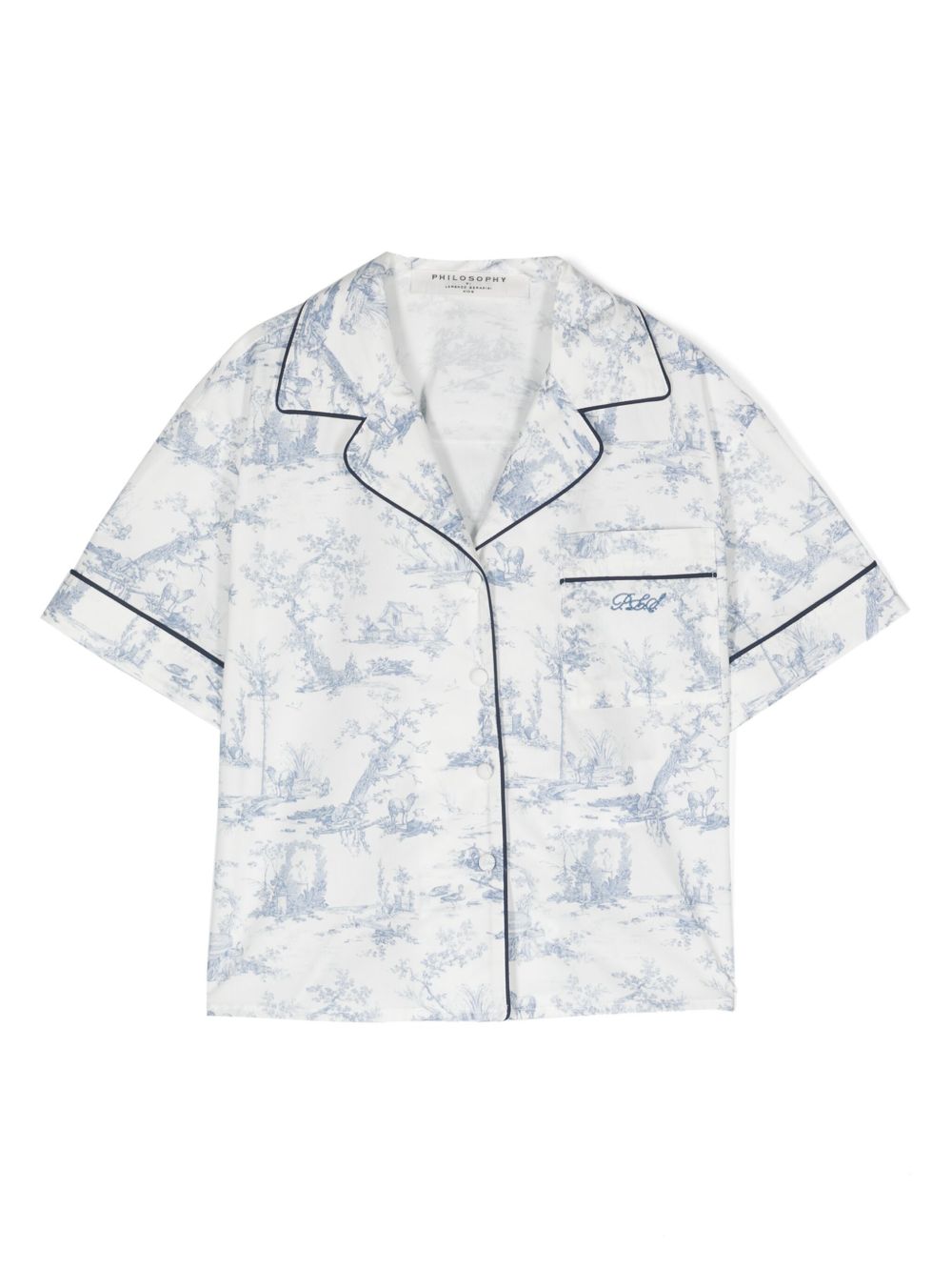 Philosophy Di Lorenzo Serafini Kids logo刺绣棉衬衫 - 蓝色