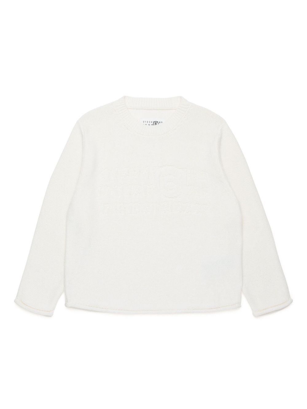 MM6 Maison Margiela Kids logo嵌花针织圆领毛衣 - 白色