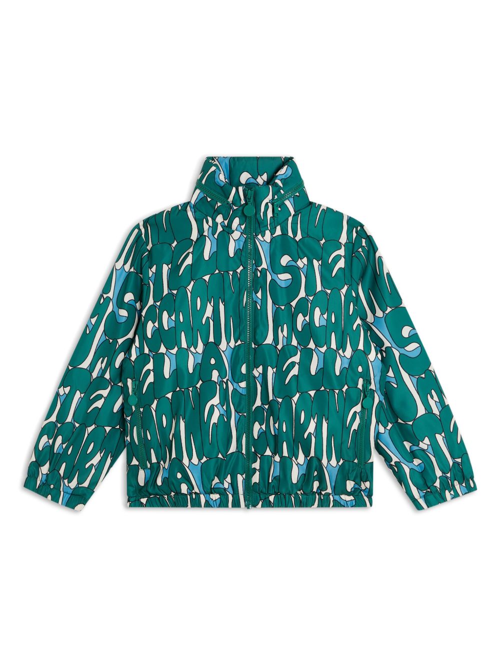 Stella McCartney Kids logo印花飞行员夹克 - 绿色