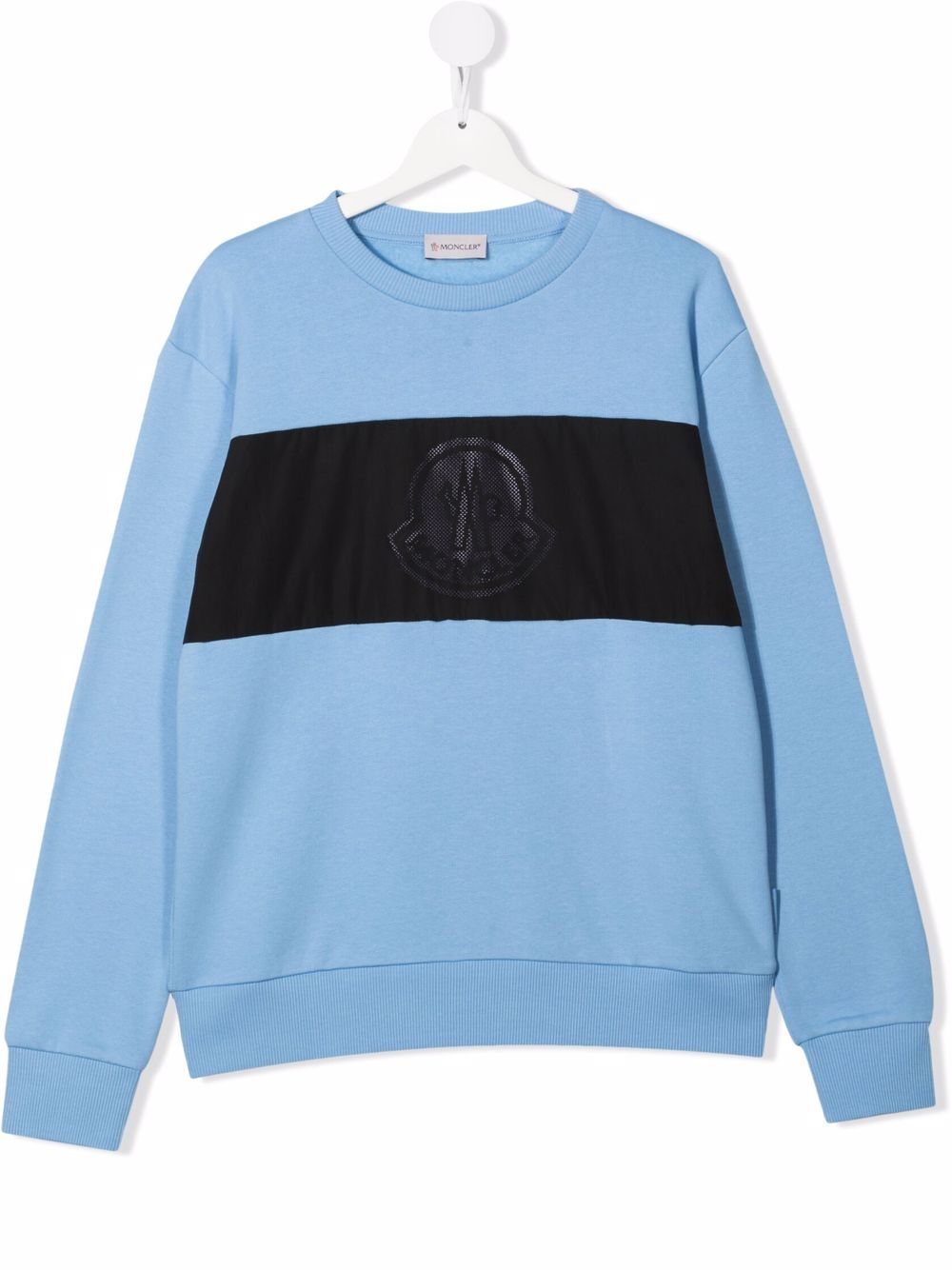 Moncler Enfant 盟可睐 Enfant logo拼接圆领卫衣 - 蓝色
