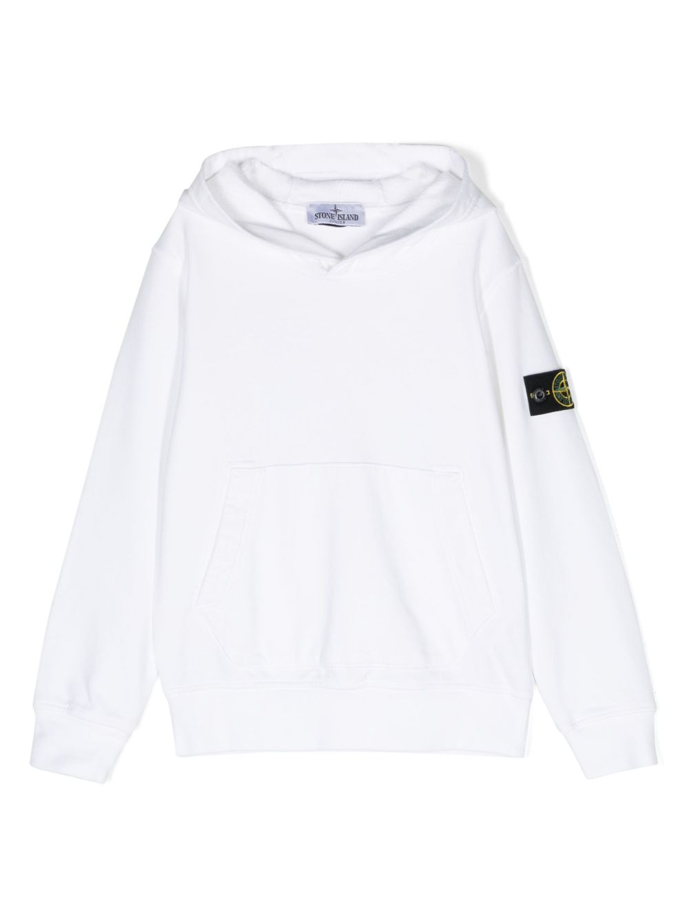 Stone Island Junior 罗盘贴花棉连帽衫 - 白色