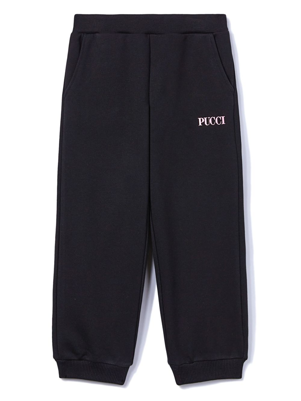 PUCCI Junior logo印花棉运动裤 - 黑色