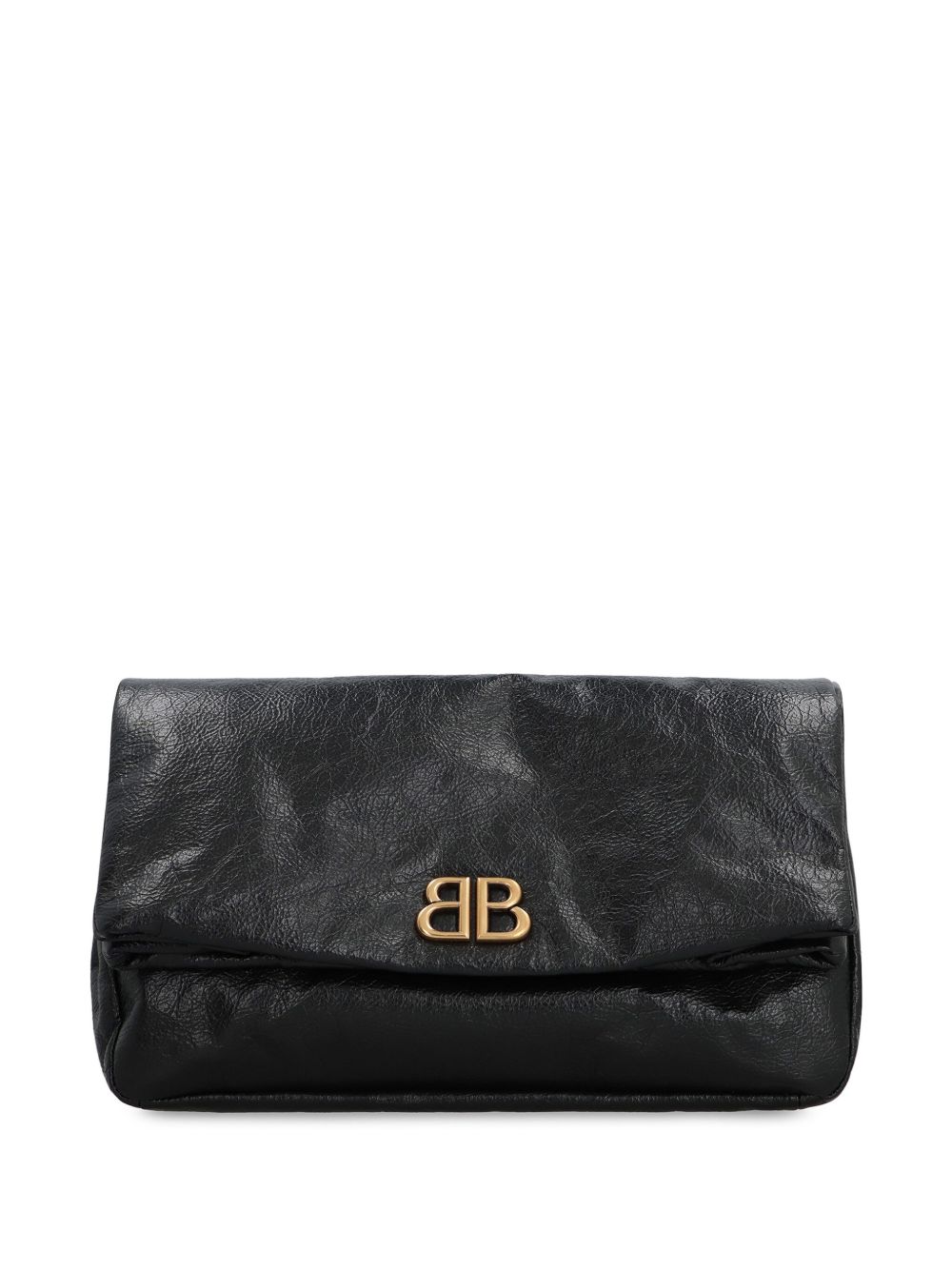 Balenciaga Monaco logo标牌手拿包 - 黑色