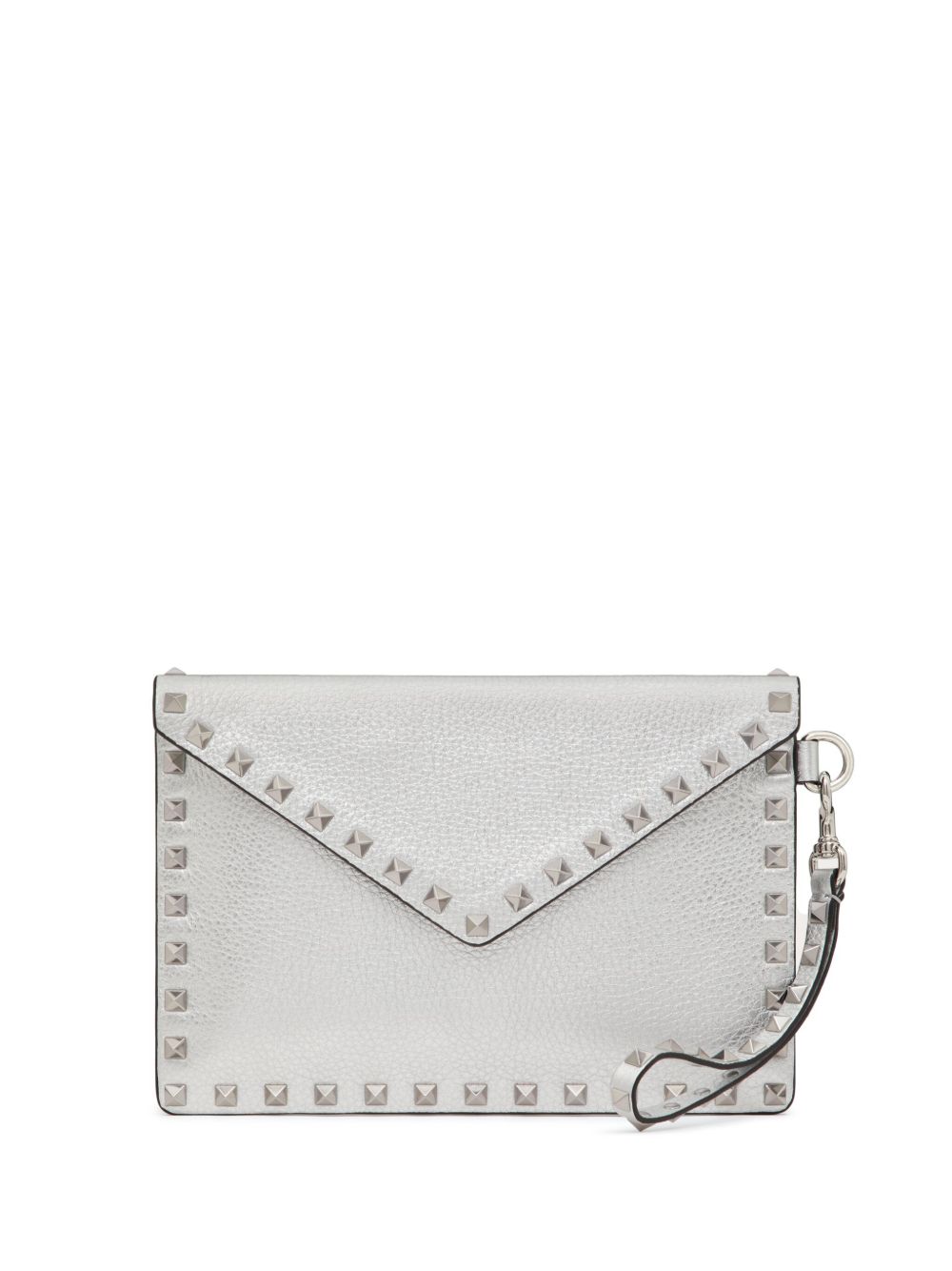 Valentino Garavani Rockstud 金属感手拿包 - 银色