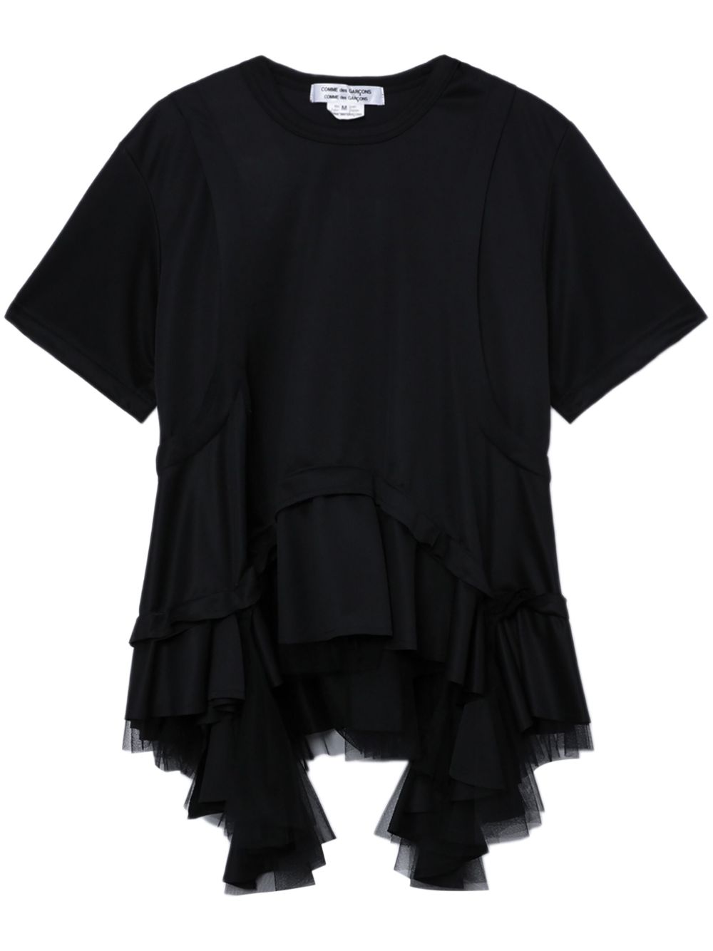 Comme Des Garçons Comme Des Garçons 不对称荷叶边T恤 - 黑色