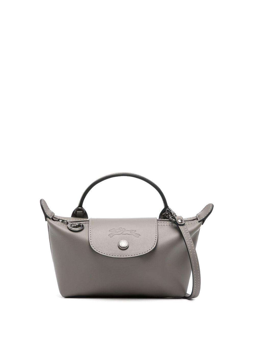 Longchamp Xs Le Pliage Xtra Pouch 皮质手提包 - 灰色