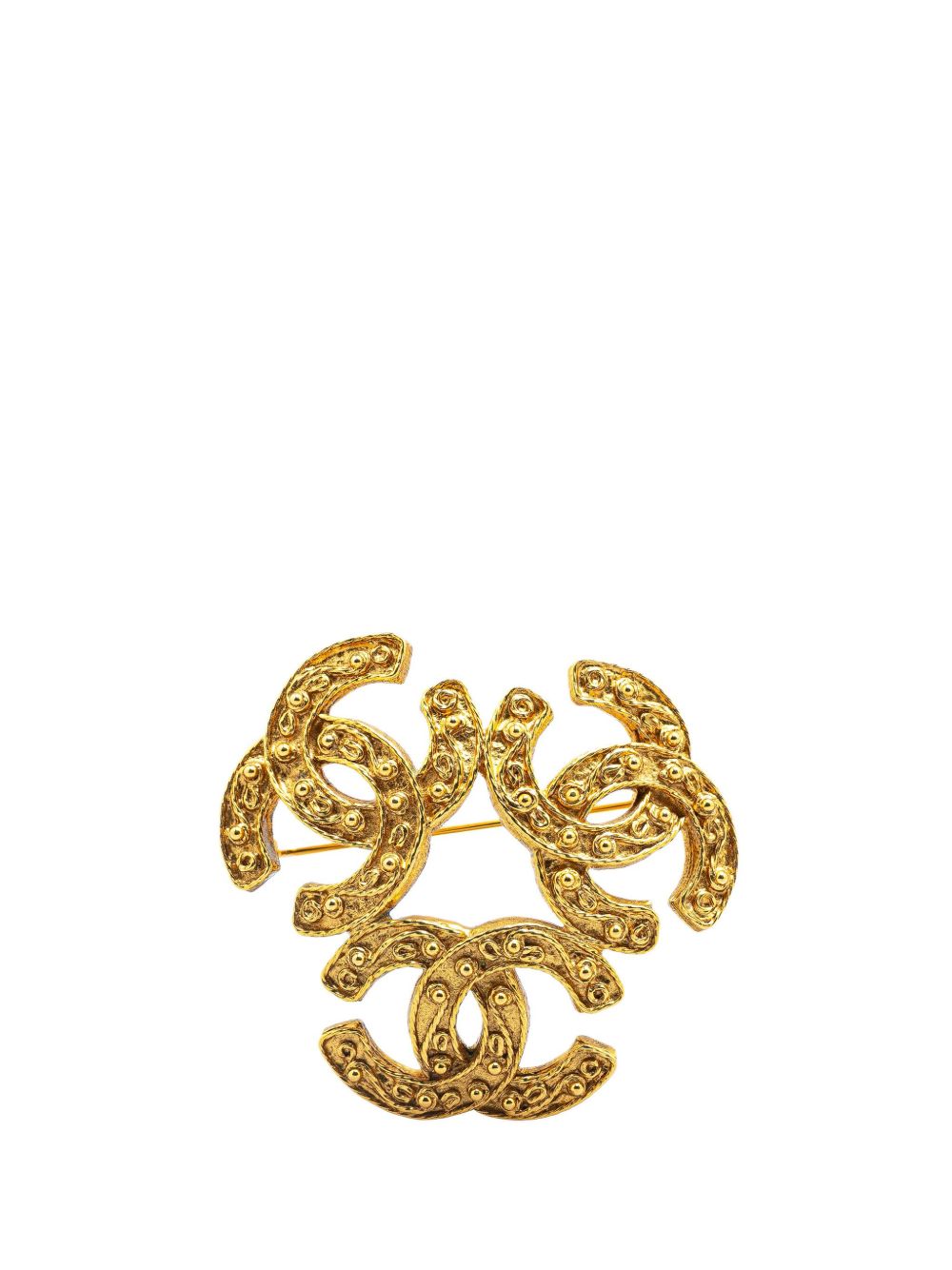 CHANEL Pre-Owned 镀金 Triple CC 胸针（1994年典藏款） - 金色