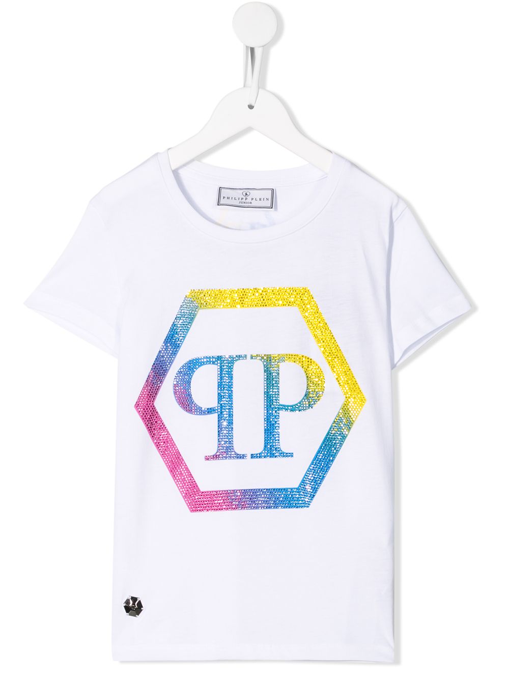 Philipp Plein Junior 晶饰镶嵌图案T恤 - 白色