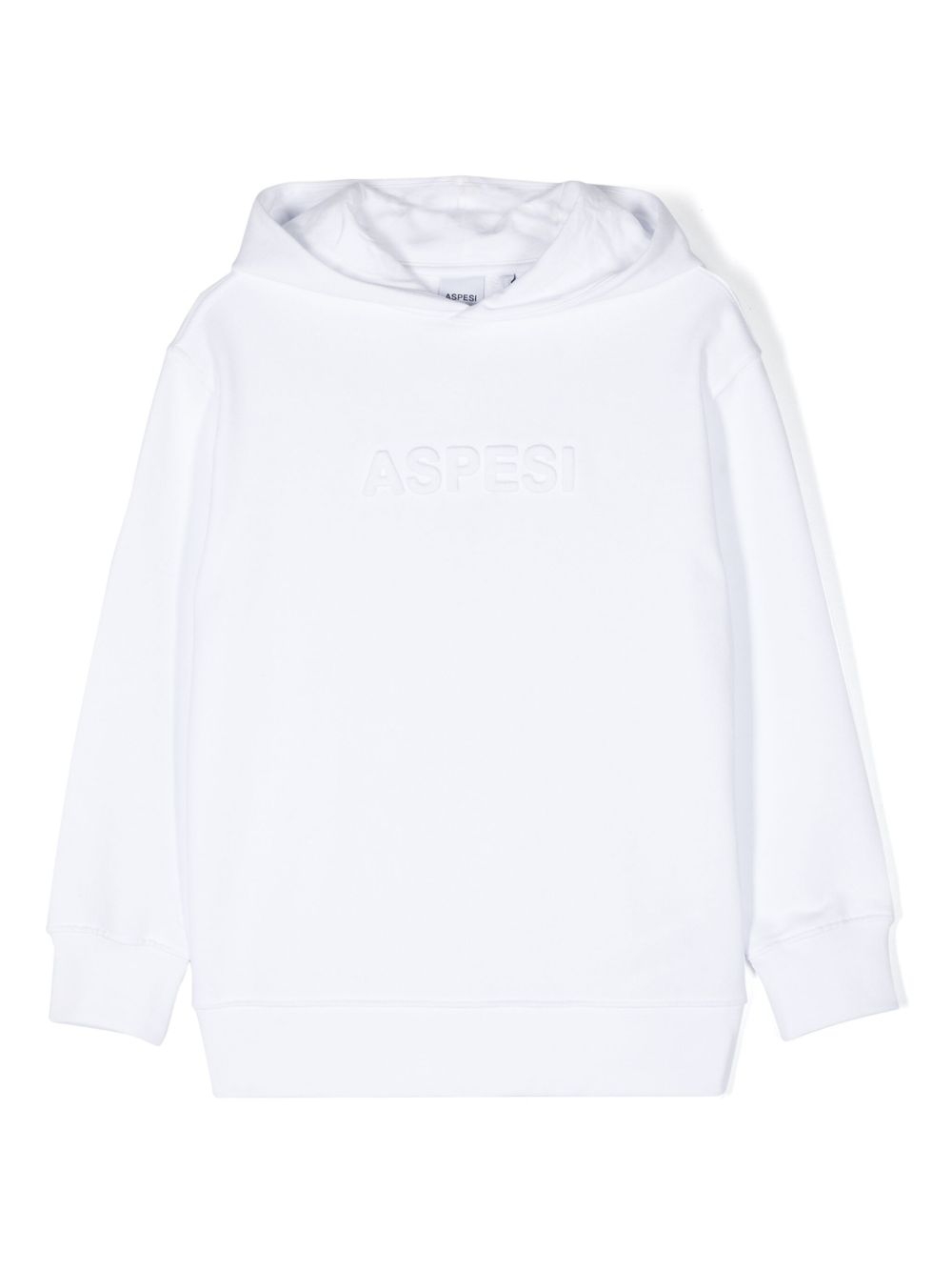 Aspesi Kids logo压纹棉连帽衫 - 白色