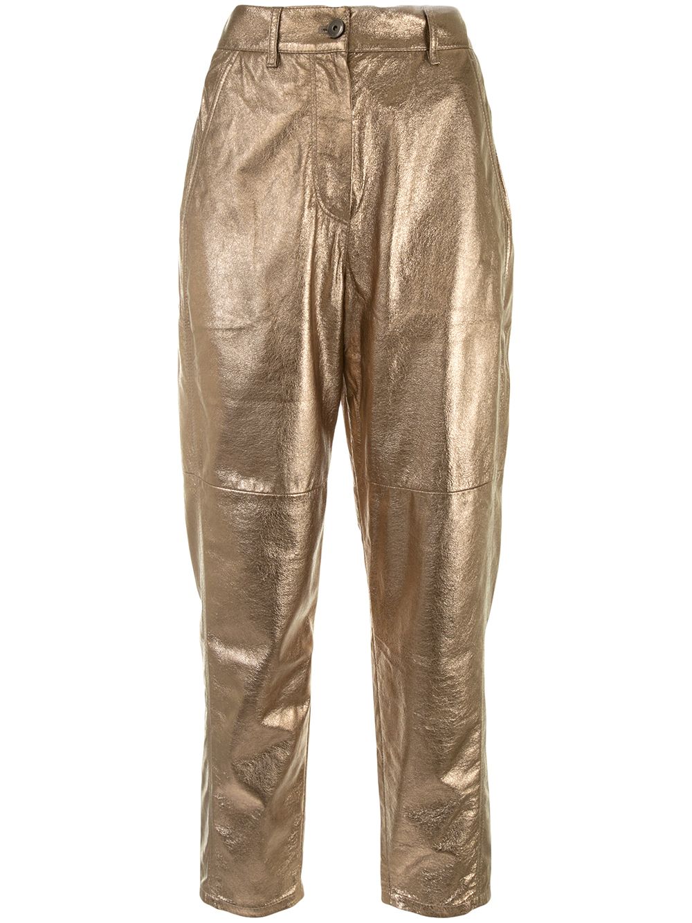 Brunello Cucinelli 金属效果直筒长裤 - 金色