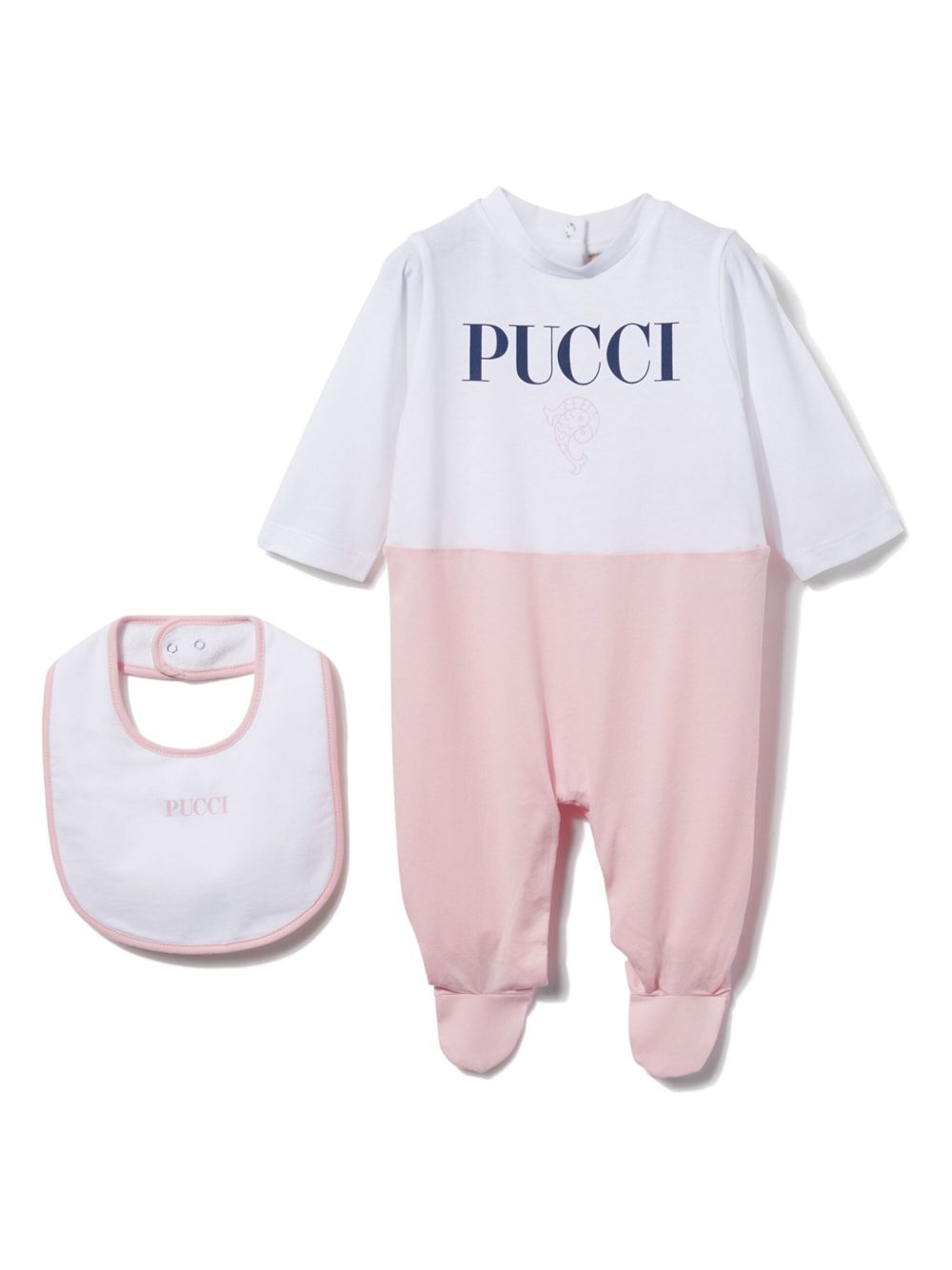 PUCCI Junior logo印花连体衣套装 - 白色