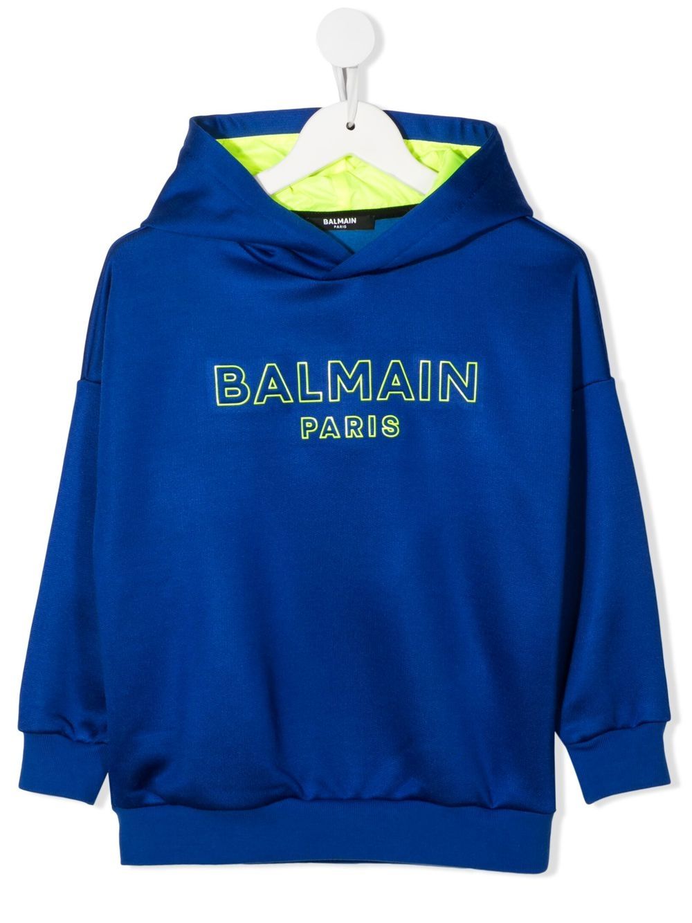 Balmain Kids 巴尔曼 logo刺绣连帽衫 - 蓝色