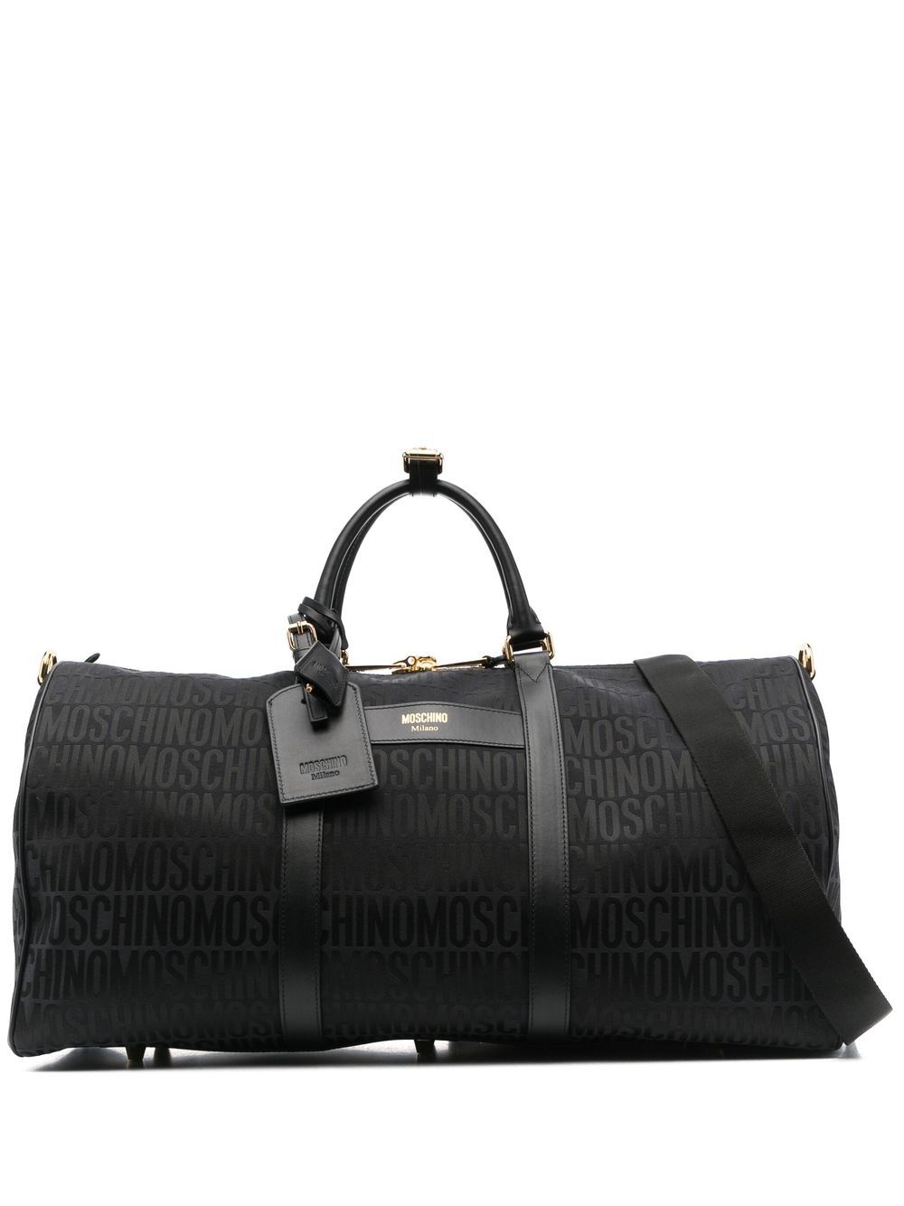 Moschino logo印花手提旅行袋 - 黑色