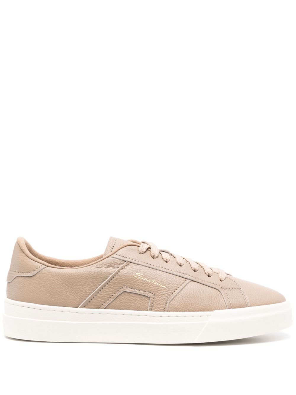 Santoni logo标记皮质运动鞋 - 中性色