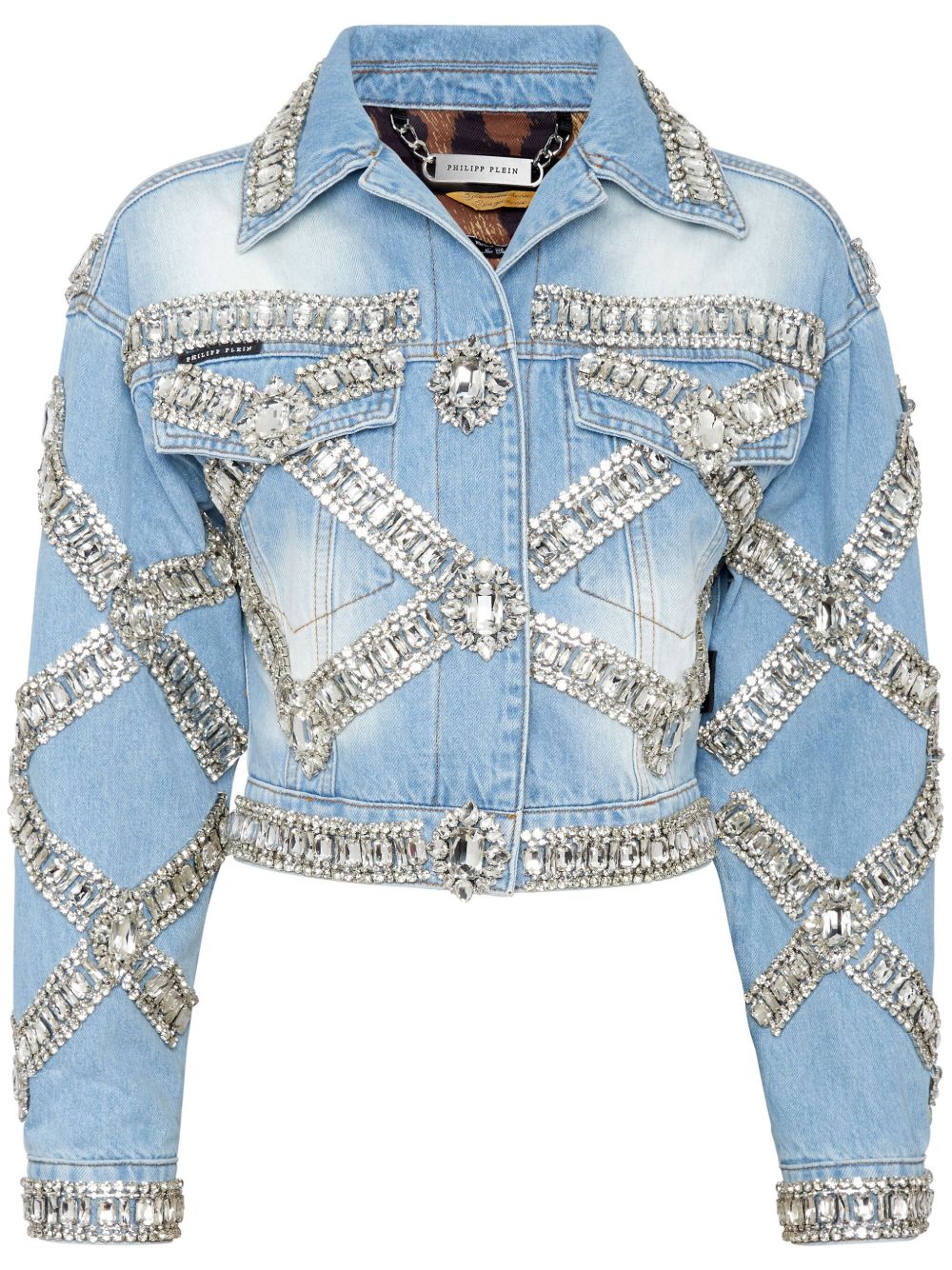 Philipp Plein 短款胸针夹克 - 蓝色