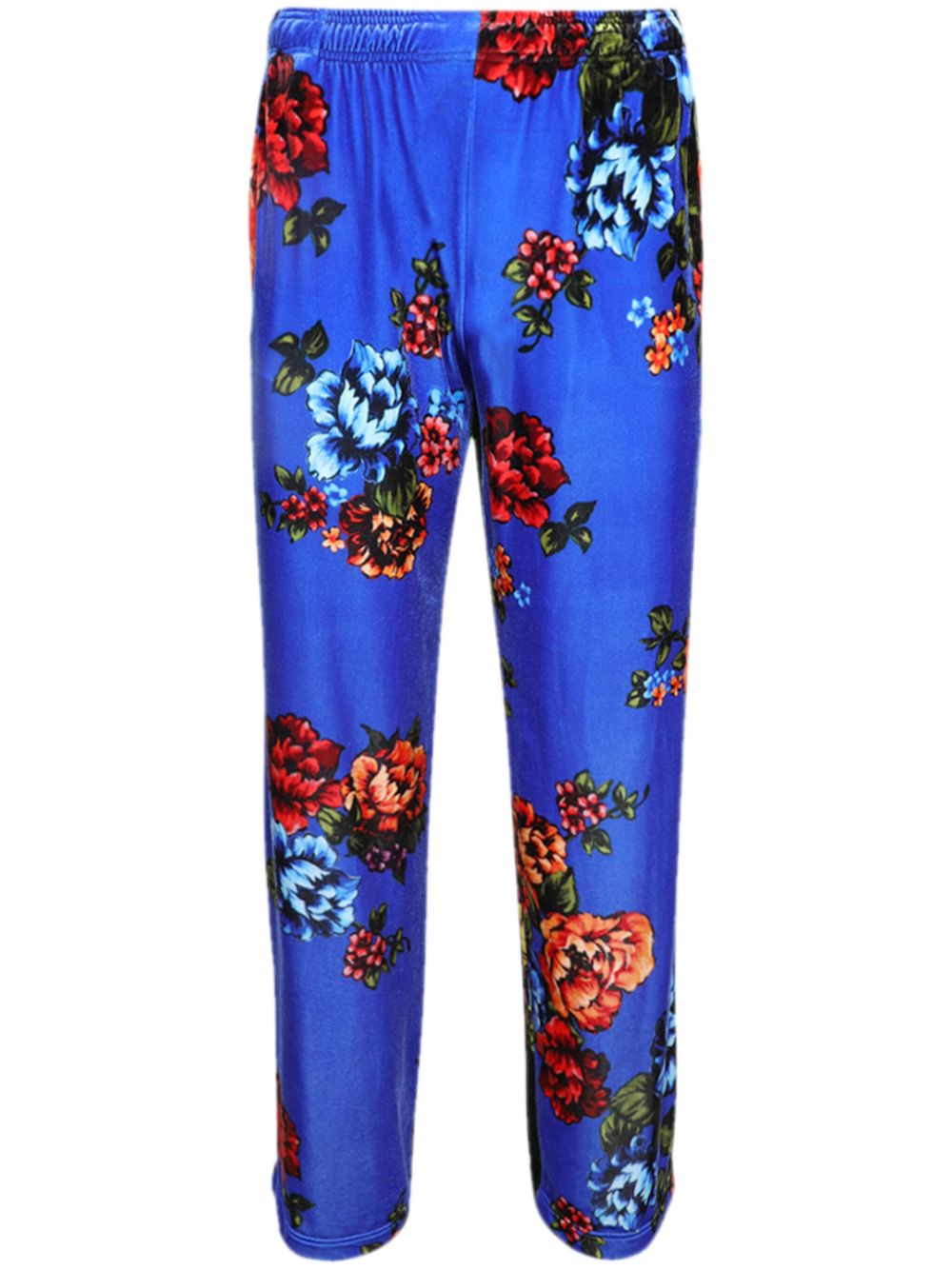 VETEMENTS 花卉印花丝绒运动裤 - 蓝色
