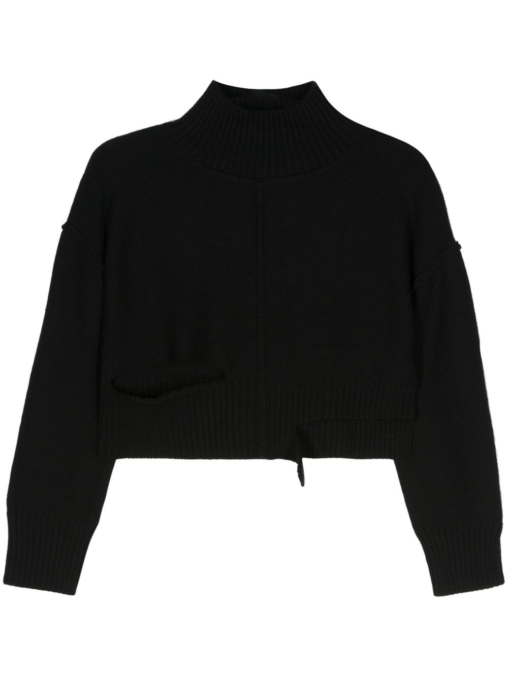 MM6 Maison Margiela 镂空短款毛衣 - 黑色