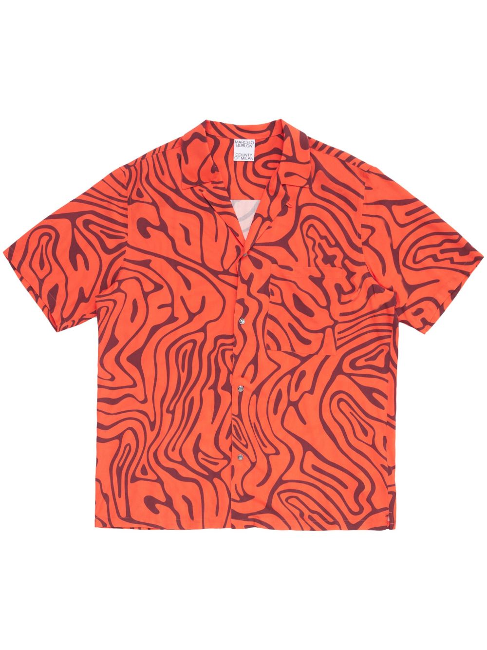 Marcelo Burlon County of Milan 抽象印花短袖衬衫 - 橘色