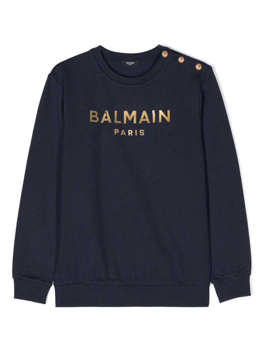 Balmain Kids logo印花棉卫衣 - 蓝色