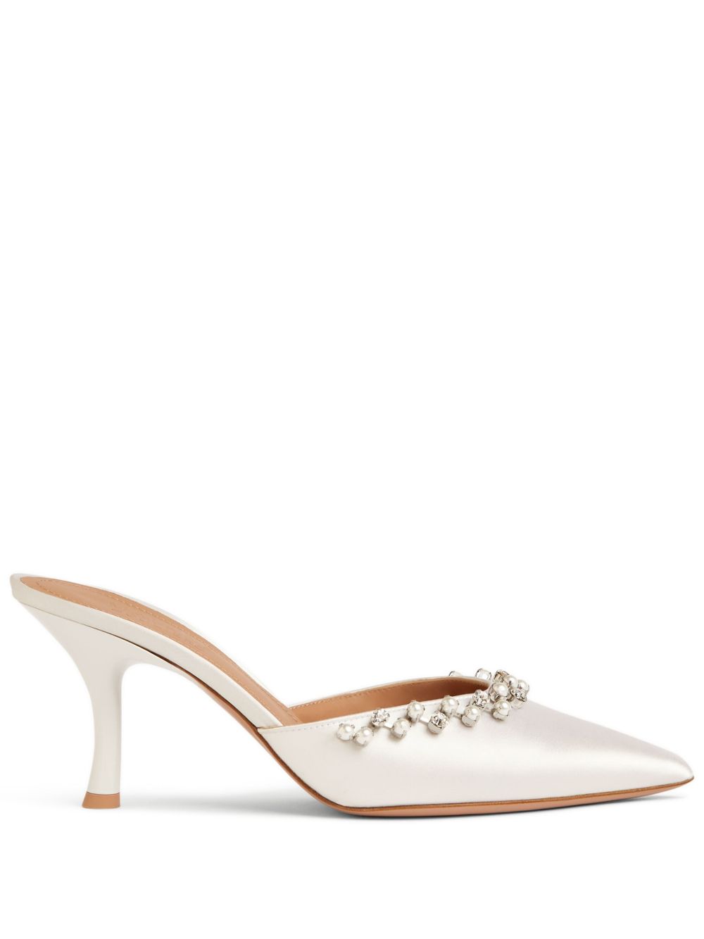 Malone Souliers Gwyn 晶饰缎面穆勒鞋 - 白色