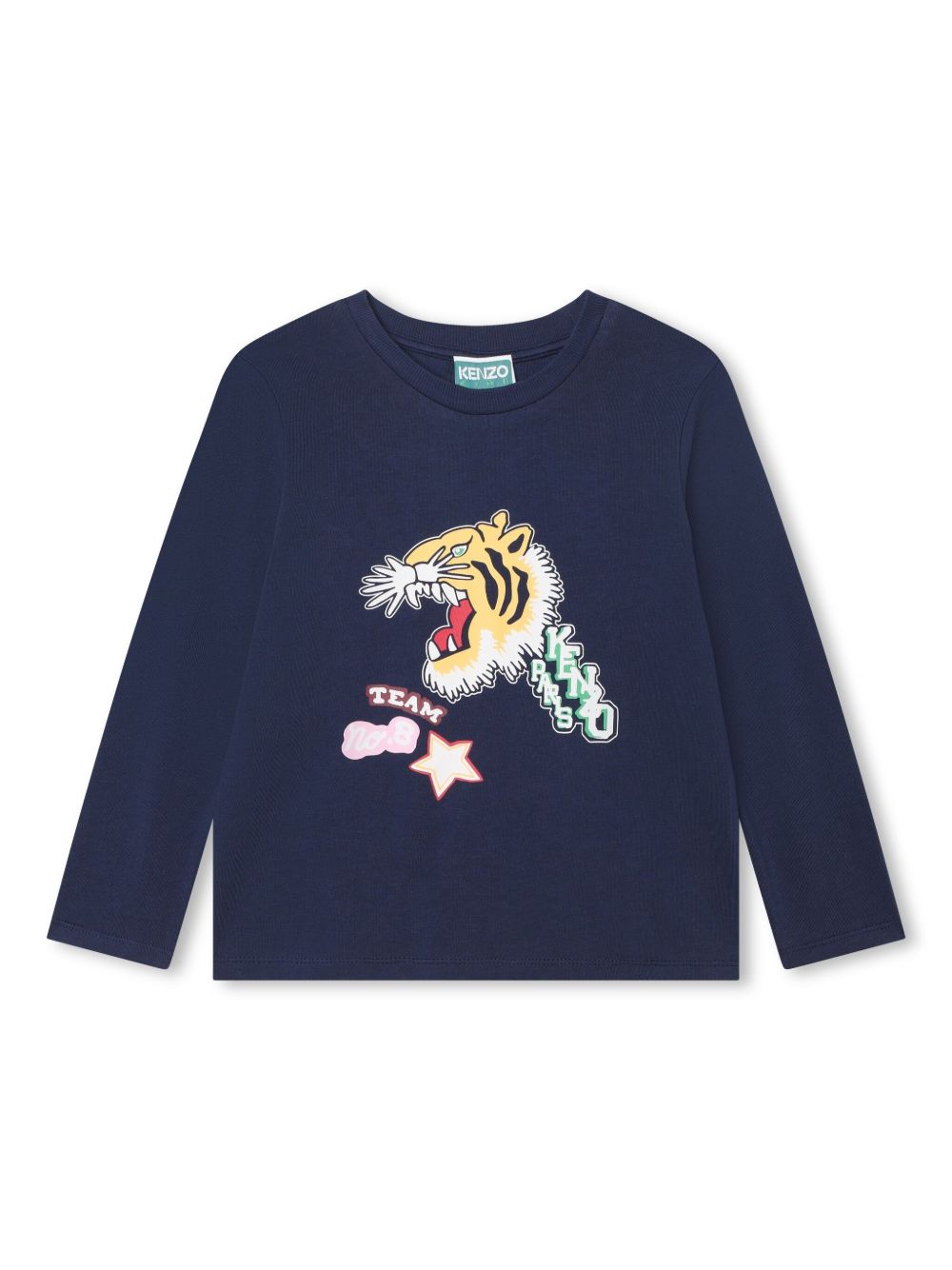 Kenzo Kids 图案印花棉T恤 - 蓝色