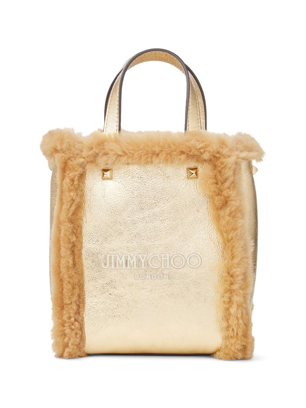 Jimmy Choo Mini N/S 皮毛一体托特包 - 金色