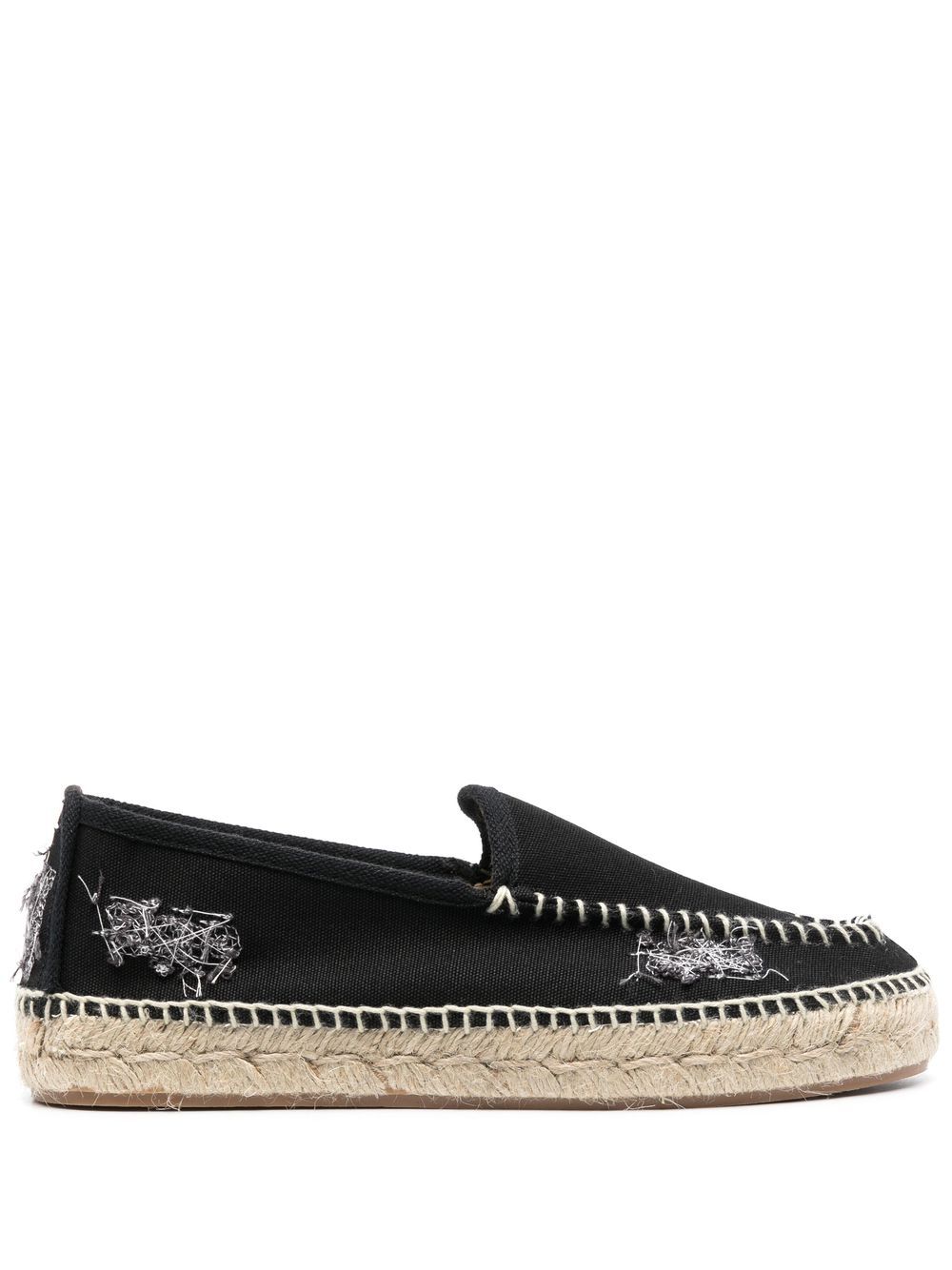 Maison Margiela 帆布刺绣草编鞋 - 黑色