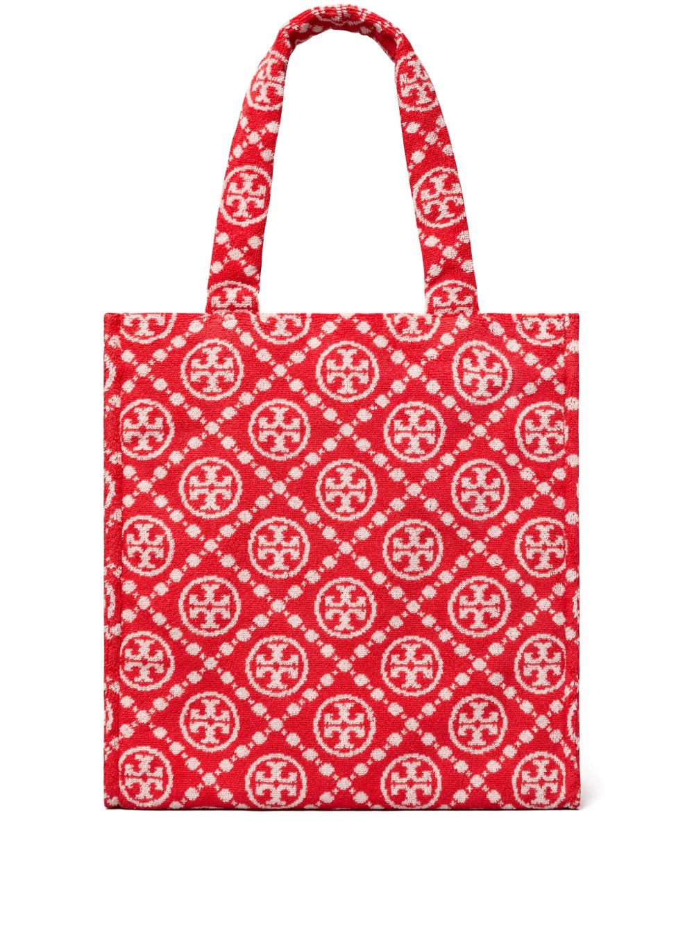 Tory Burch T Monogram 毛巾布花手提包 - 红色