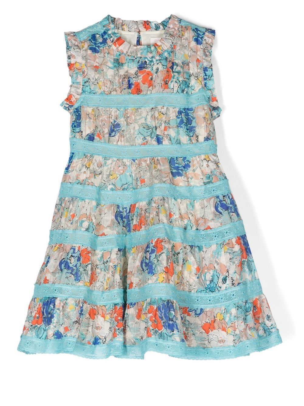 ZIMMERMANN Kids Clover 分层式花卉印花连衣裙 - 蓝色