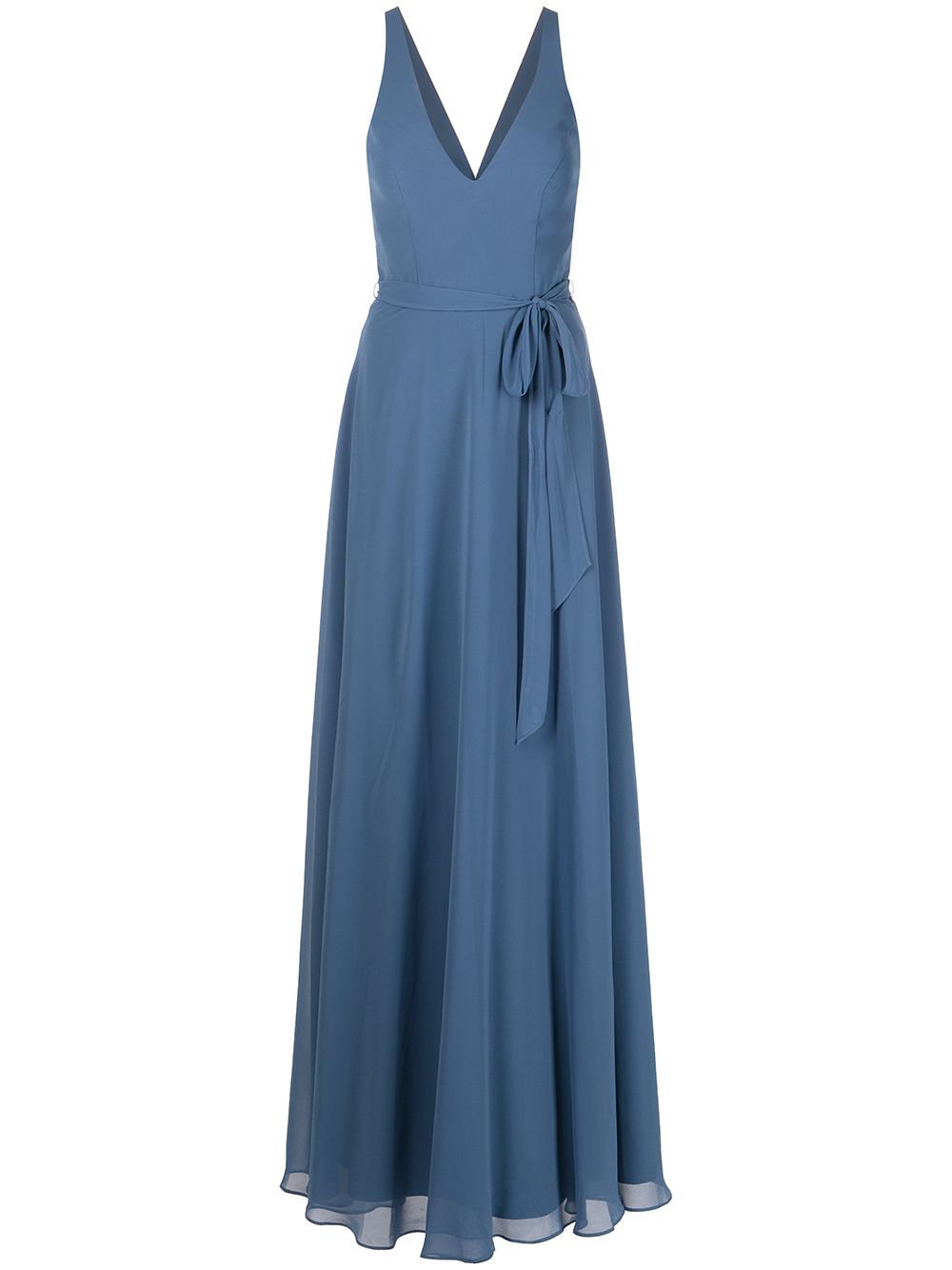 Marchesa Notte Bridesmaids V领束腰礼服 - 蓝色