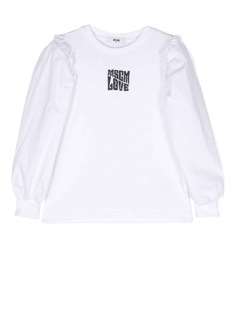 MSGM Kids 荷叶边细节罩衫 - 白色