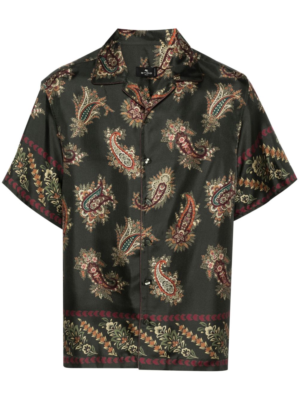 ETRO 佩斯理印花丝缎衬衫 - 绿色