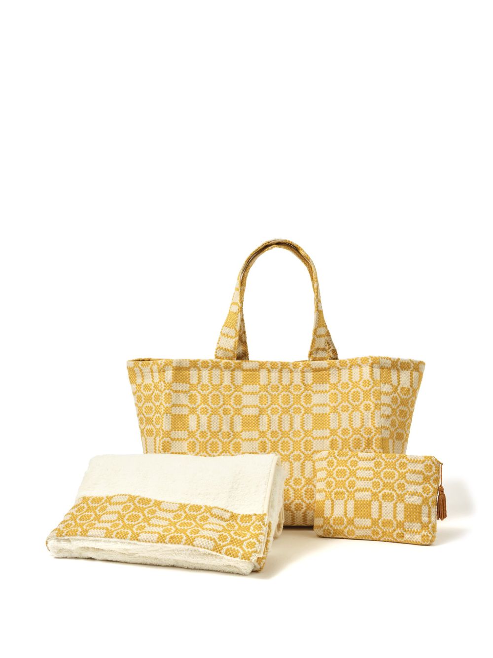 Cabana Lecce geometric-print beach set - 黄色