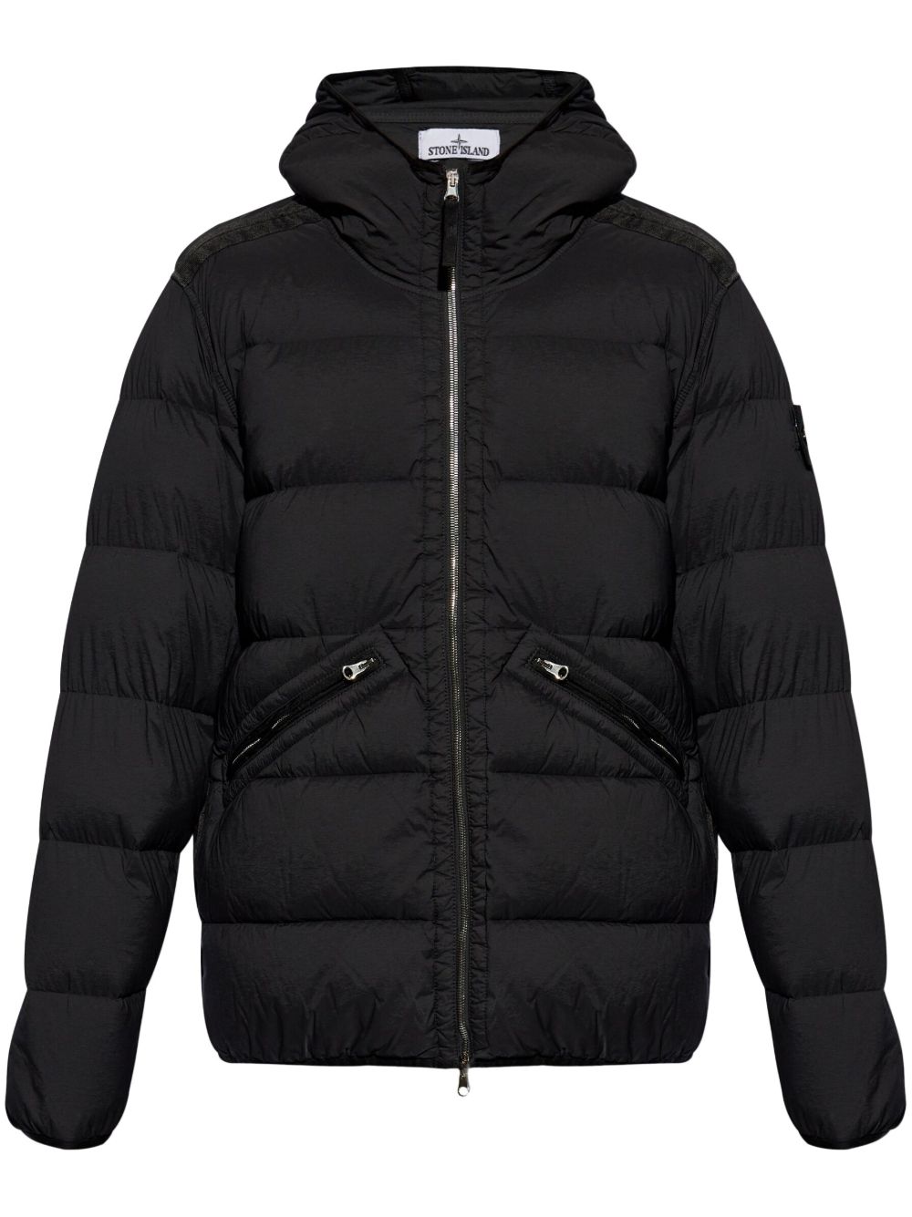 Stone Island 连帽蓬松夹克 - 黑色