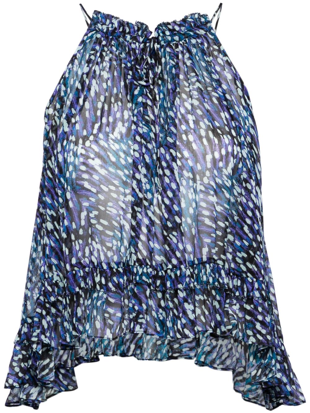 MARANT ÉTOILE Fabino 乔其纱挂脖上衣 - 蓝色
