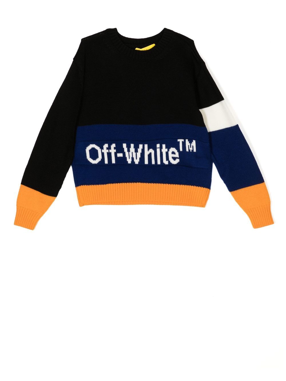 Off-White Kids 嵌花针织拼接毛衣 - 黑色